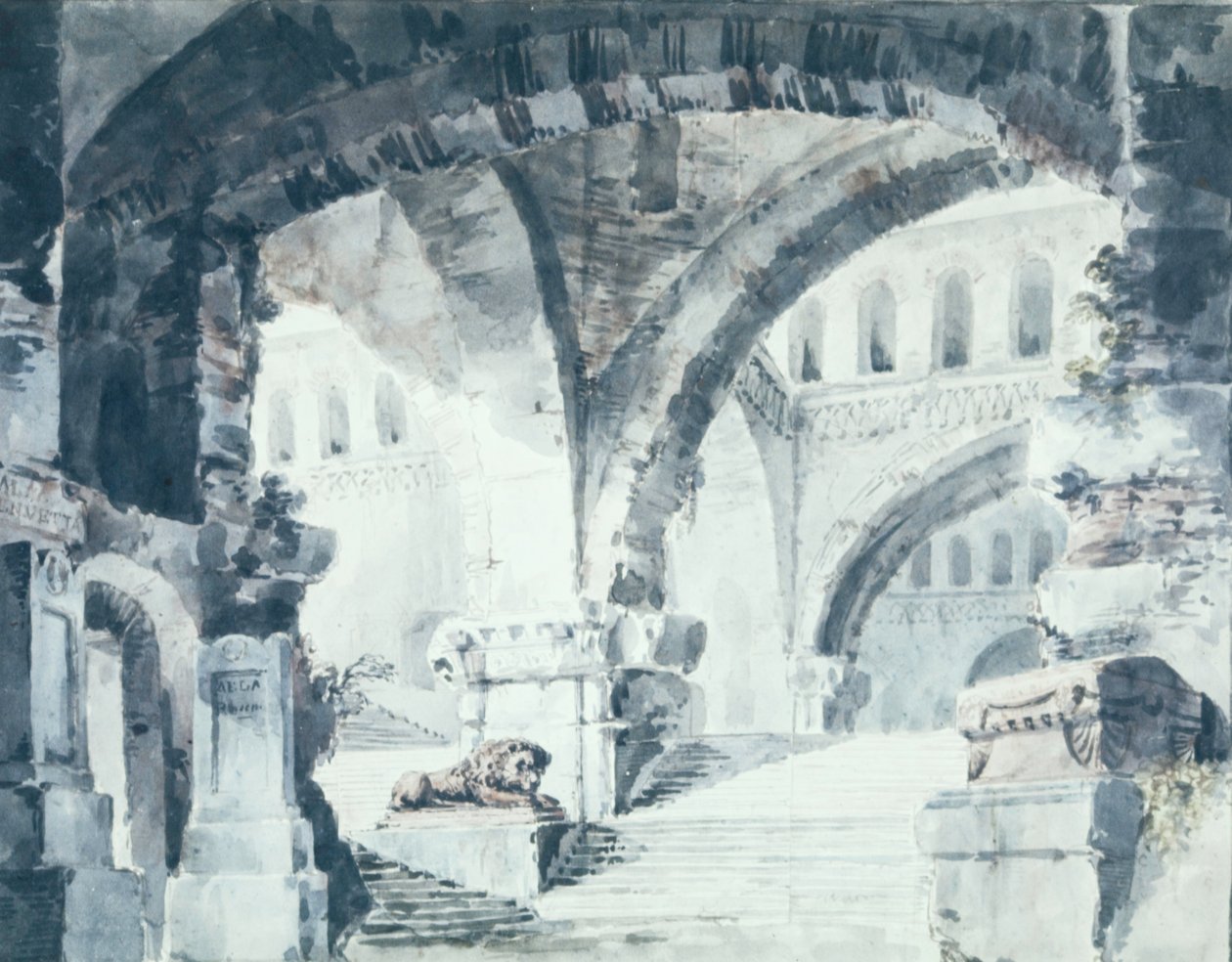 Um desenho cénico para um vasto interior abobadado de Karl Friedrich Schinkel