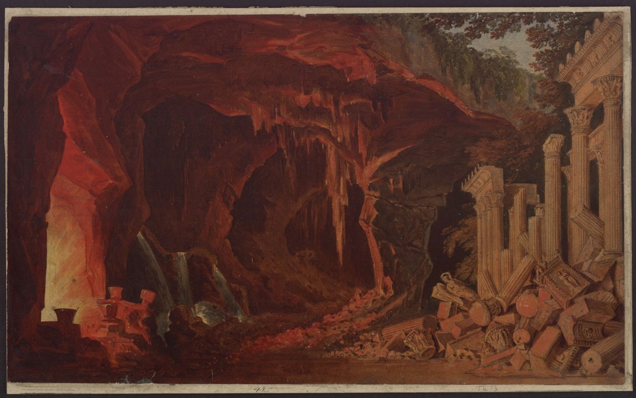 Alcidor. Ópera de Gaspare Spontini. Projecto para a 1.ª decoração. Gruta rochosa de Karl Friedrich Schinkel