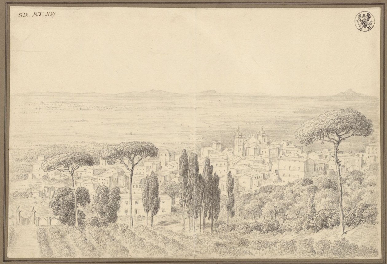 Vista de uma localidade, provavelmente nos arredores de Roma de Karl Friedrich Schinkel