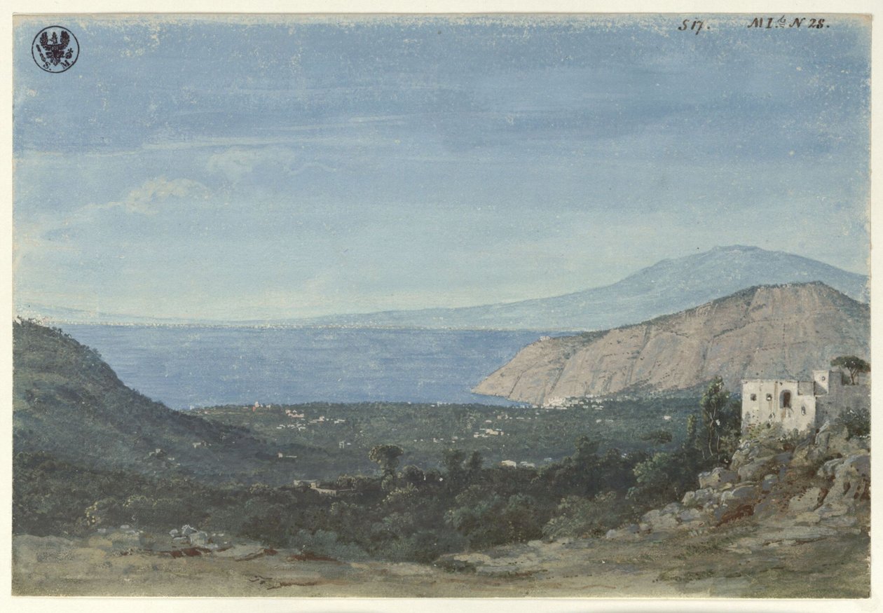 Vista dos arredores de Nápoles / Vista da planície de Sorrento a partir dos Colli di Fontanelle de Karl Friedrich Schinkel