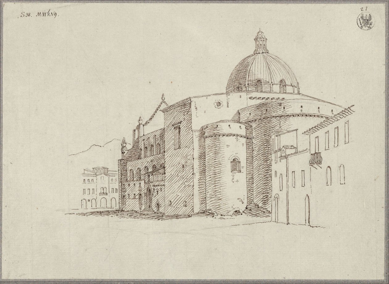 Vista da catedral de Messina a partir do nordeste de Karl Friedrich Schinkel