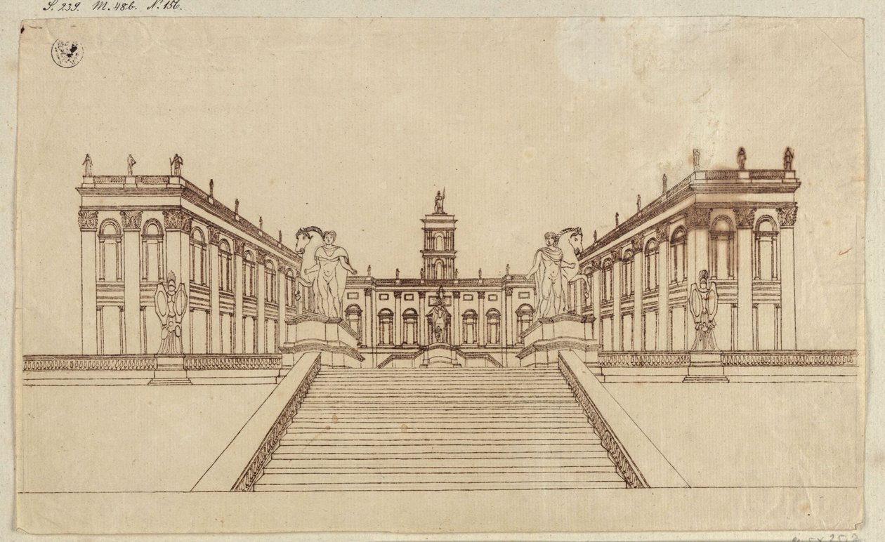 Vista da Praça do Capitólio, em Roma de Karl Friedrich Schinkel