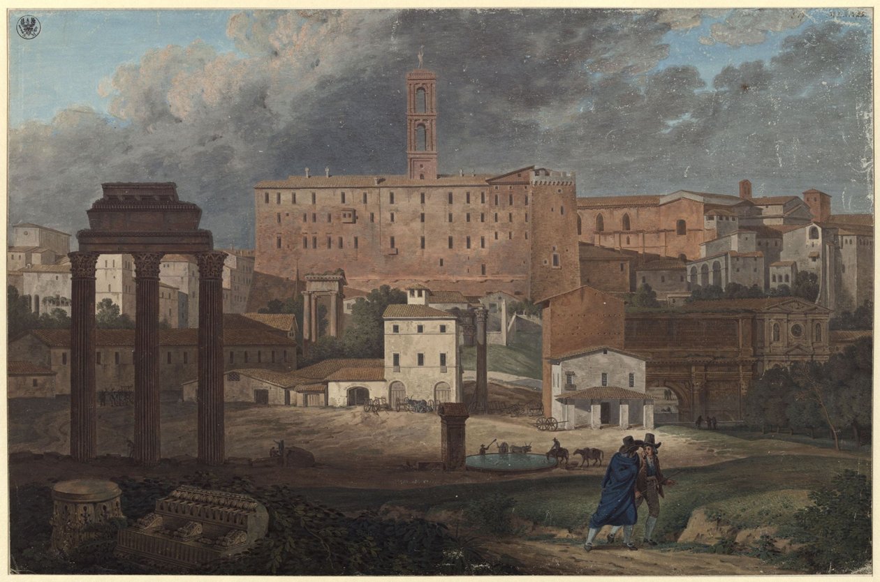 Vista do Capitólio em Roma a partir do Campo Vaccino de Karl Friedrich Schinkel