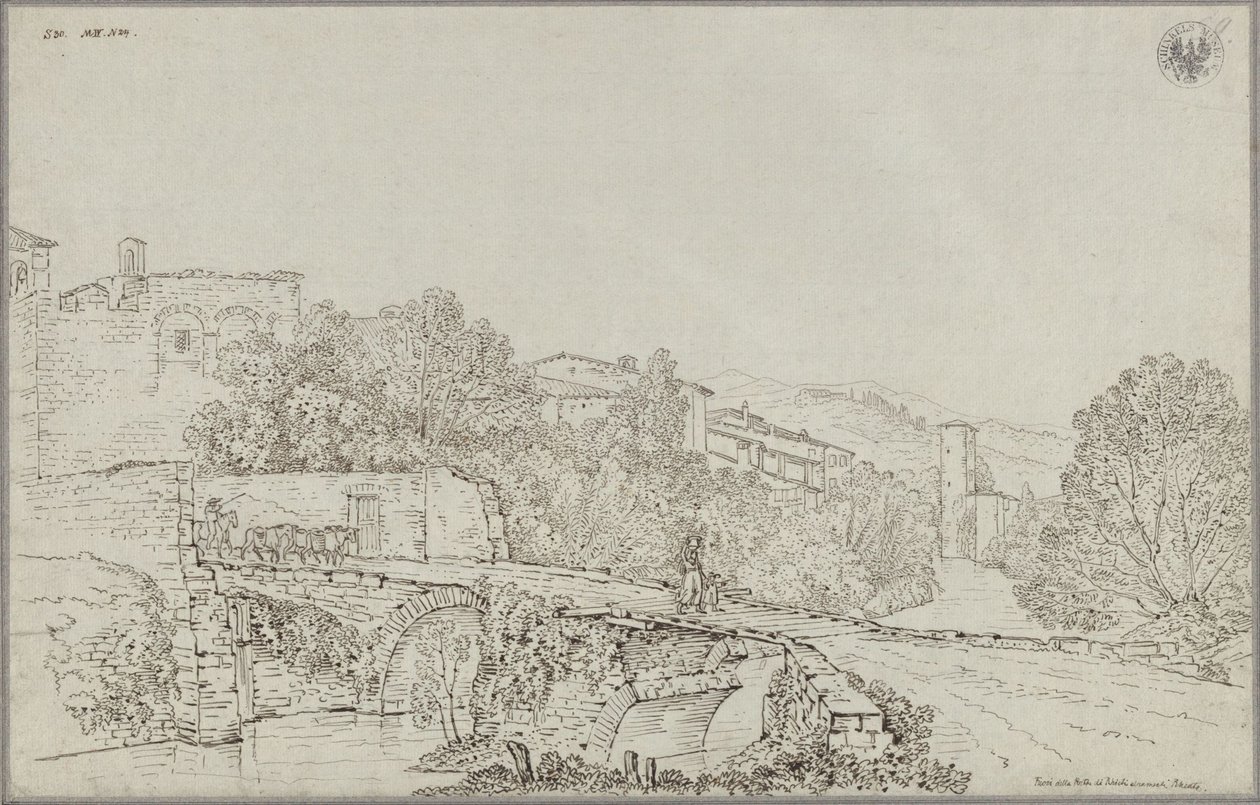 Vista de Rieti nos Apeninos com a ponte sobre o Velino de Karl Friedrich Schinkel