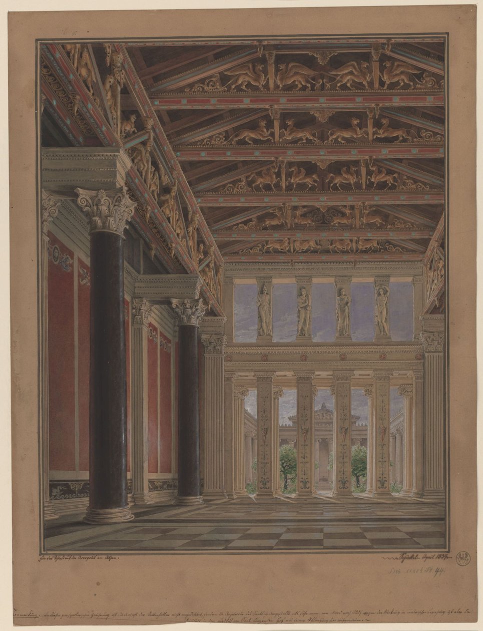 Atenas, Acrópole. Palácio do rei Otto da Grécia. Salão de honra de Karl Friedrich Schinkel