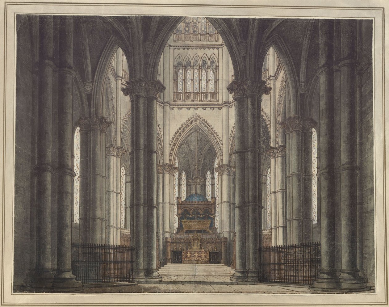 Axel e Walburg. Tragédia de Adam Oehlenschläger. Esboço para uma decoração. Interior de uma igreja-cripta de Karl Friedrich Schinkel