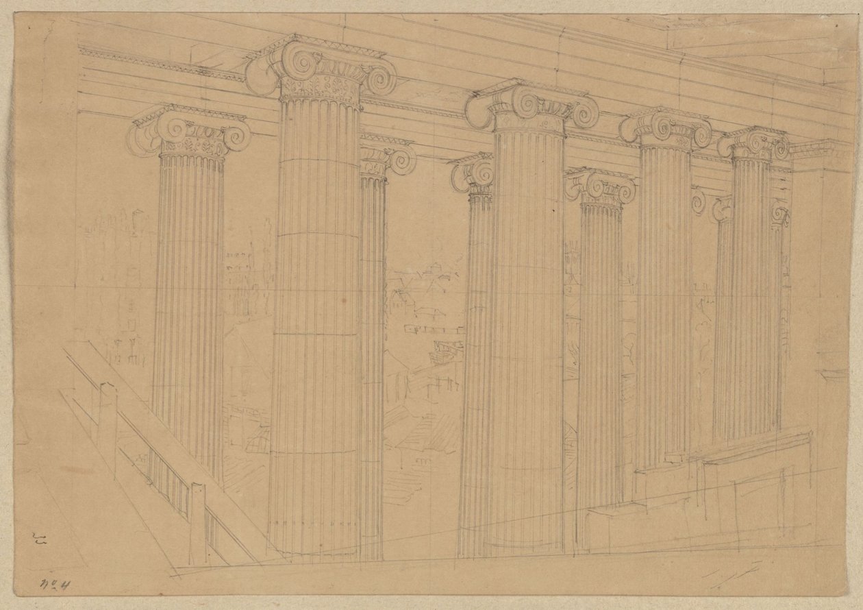 Berlim. Altes Museum no Lustgarten. Vista do salão durante a construção de Karl Friedrich Schinkel