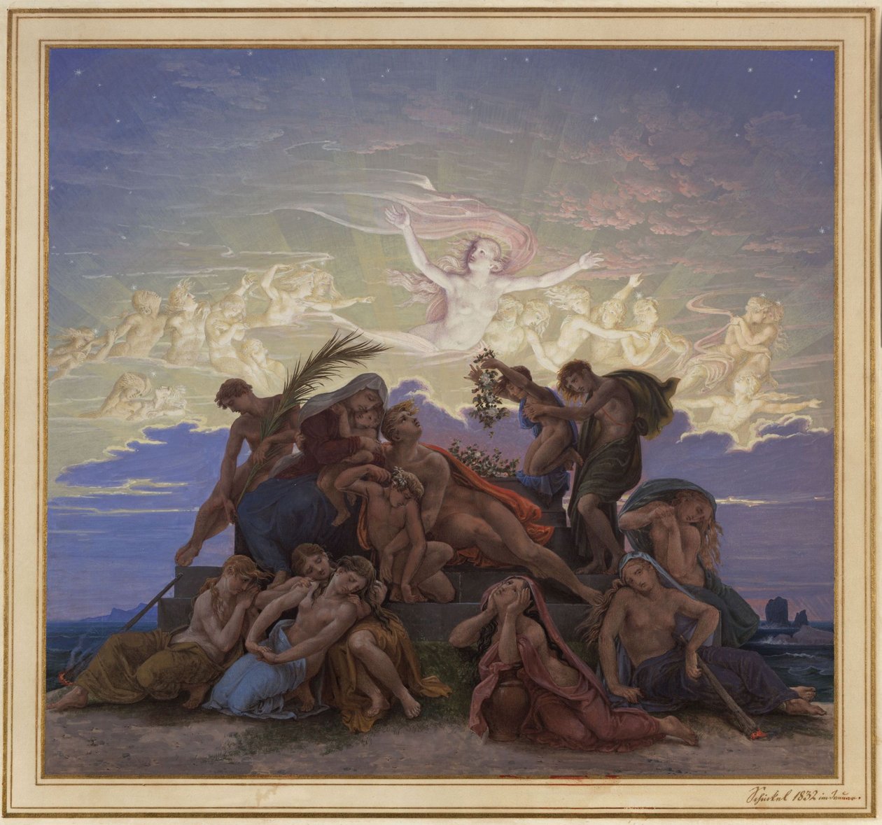 Berlim. Museu Antigo no Lustgarten. Projecto para o mural "Luto junto ao túmulo" de Karl Friedrich Schinkel