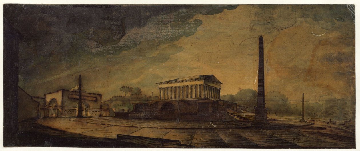 Berlim, Leipziger Platz. Projecto para o monumento a Frederico II, o Grande de Karl Friedrich Schinkel