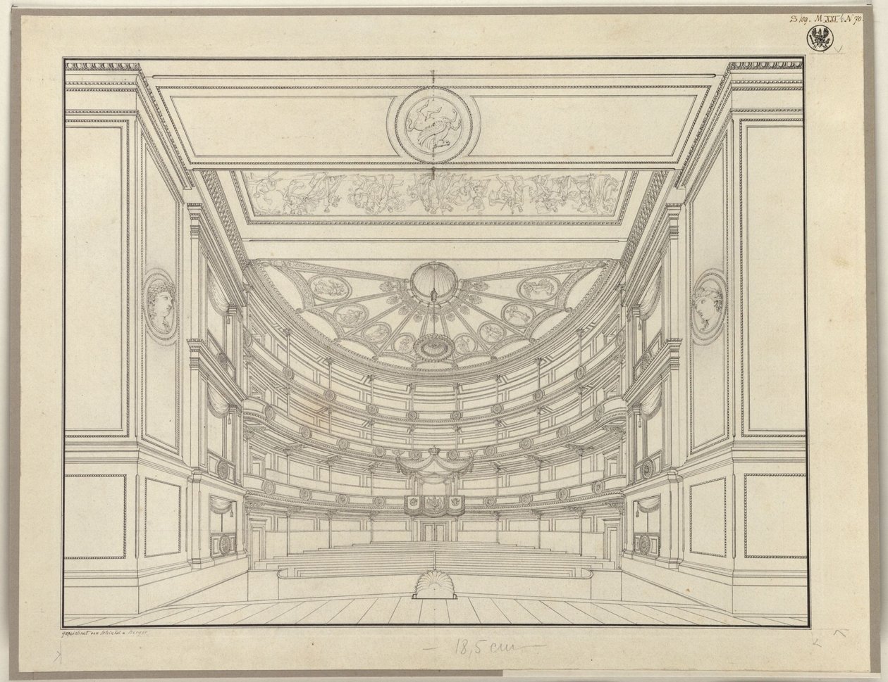 Berlim. Teatro Schauspielhaus no Gendarmenmarkt, sala de espetáculos de Karl Friedrich Schinkel
