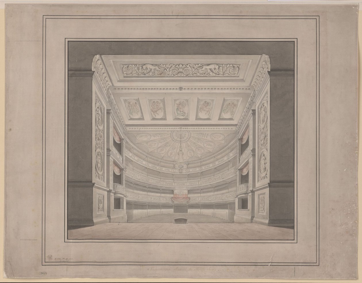 Berlim. Schauspielhaus na Gendarmenmarkt, sala de espectáculos de Karl Friedrich Schinkel