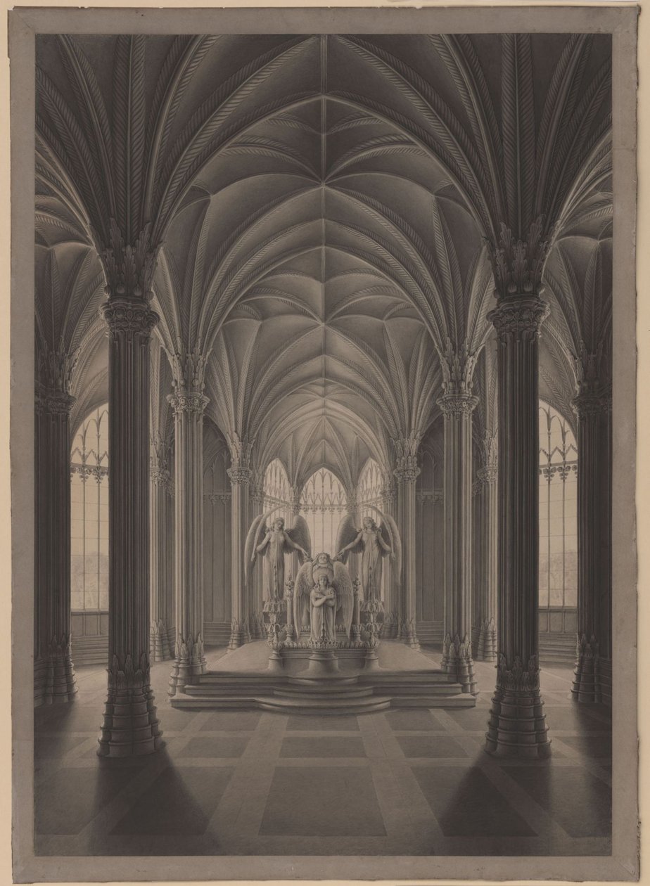 Berlim. Palácio de Charlottenburg, parque do palácio, mausoléu da rainha Luísa. Interior de Karl Friedrich Schinkel