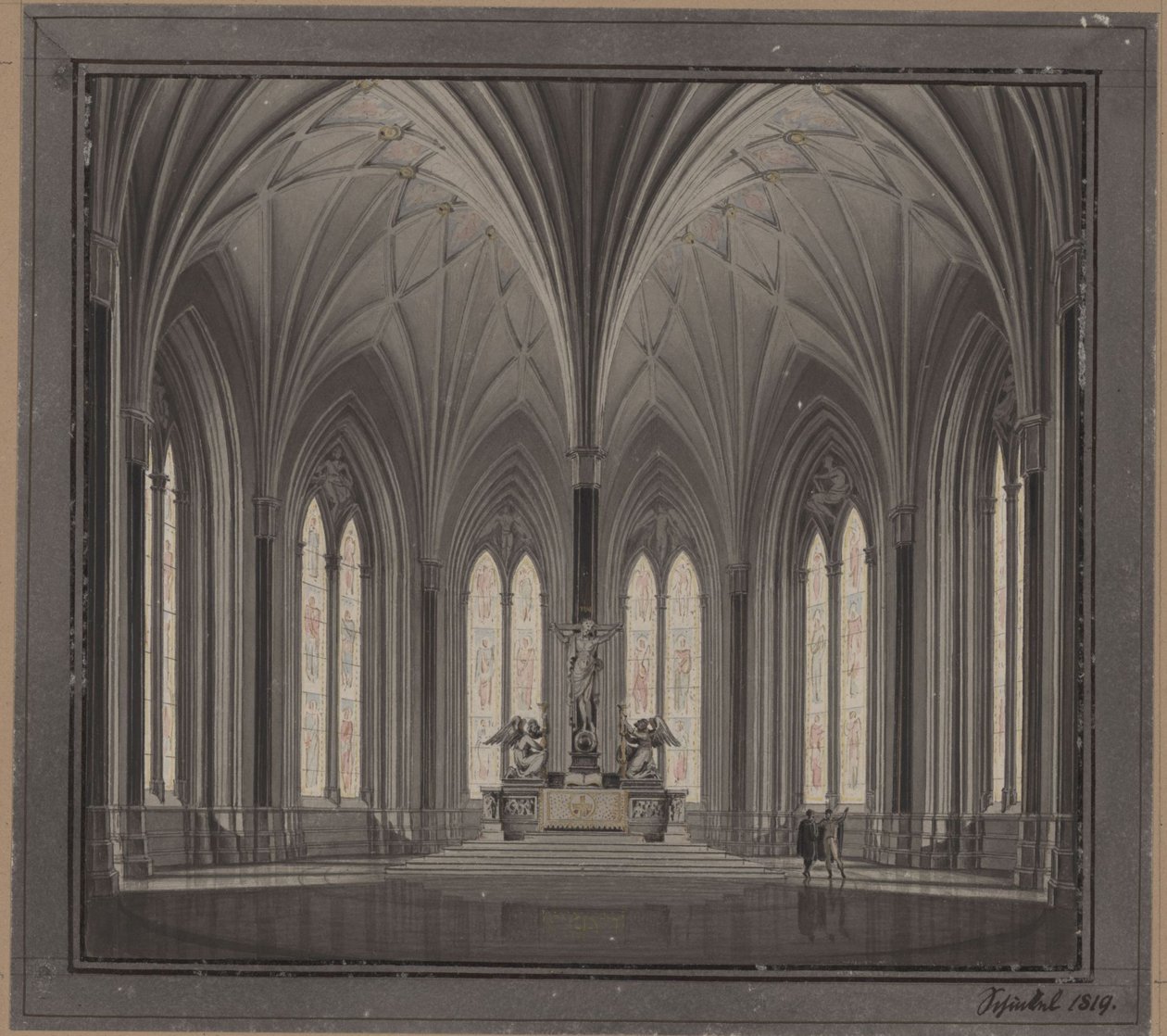 Berlim, Spittelmarkt. Projecto para a Igreja de Santa Gertrudes. Vista interior do coro de Karl Friedrich Schinkel