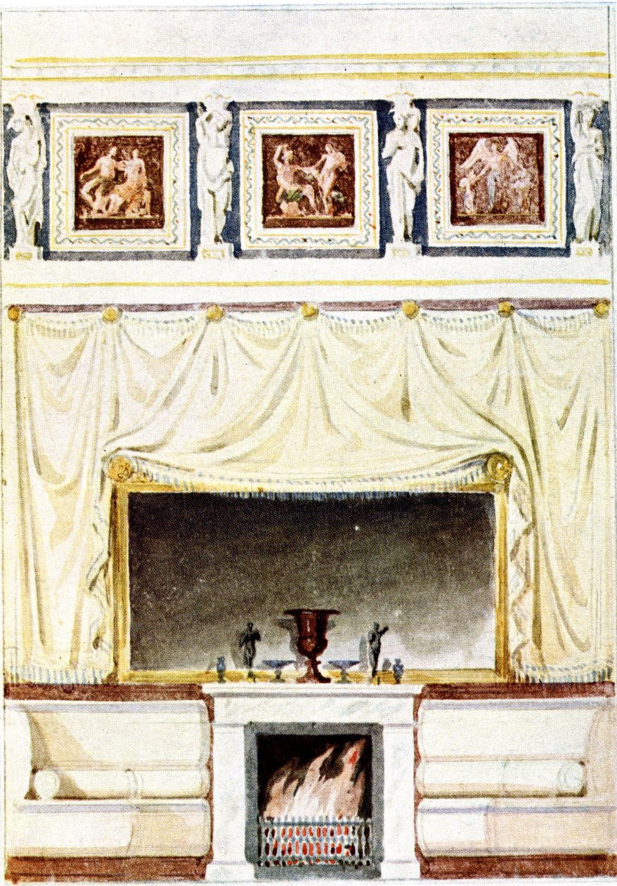 Berlim, Wilhelmplatz. Palácio do príncipe Carlos da Prússia, projecto para o gabinete de Karl Friedrich Schinkel