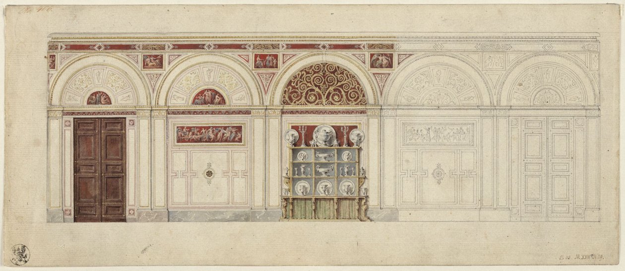 Berlim, Wilhelmstraße 102. Palácio do Príncipe Albrecht da Prússia, projeto para a sala de jantar de Karl Friedrich Schinkel