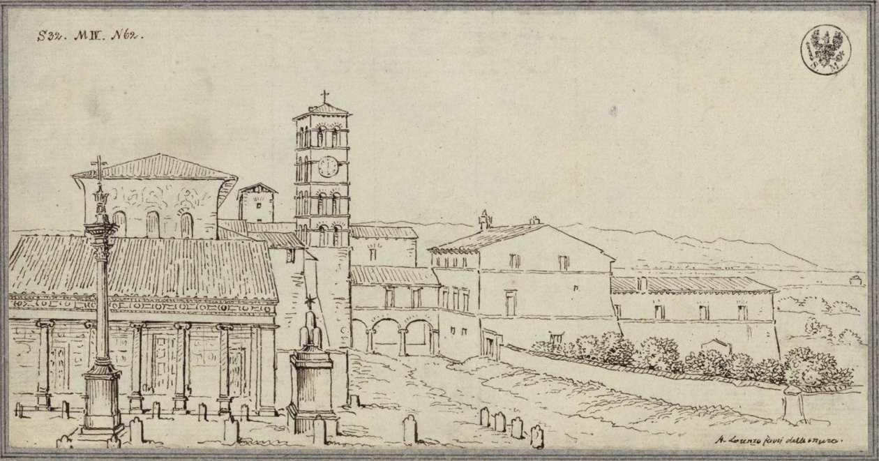 Vista de São Lourenço Fora dos Muros, em Roma de Karl Friedrich Schinkel