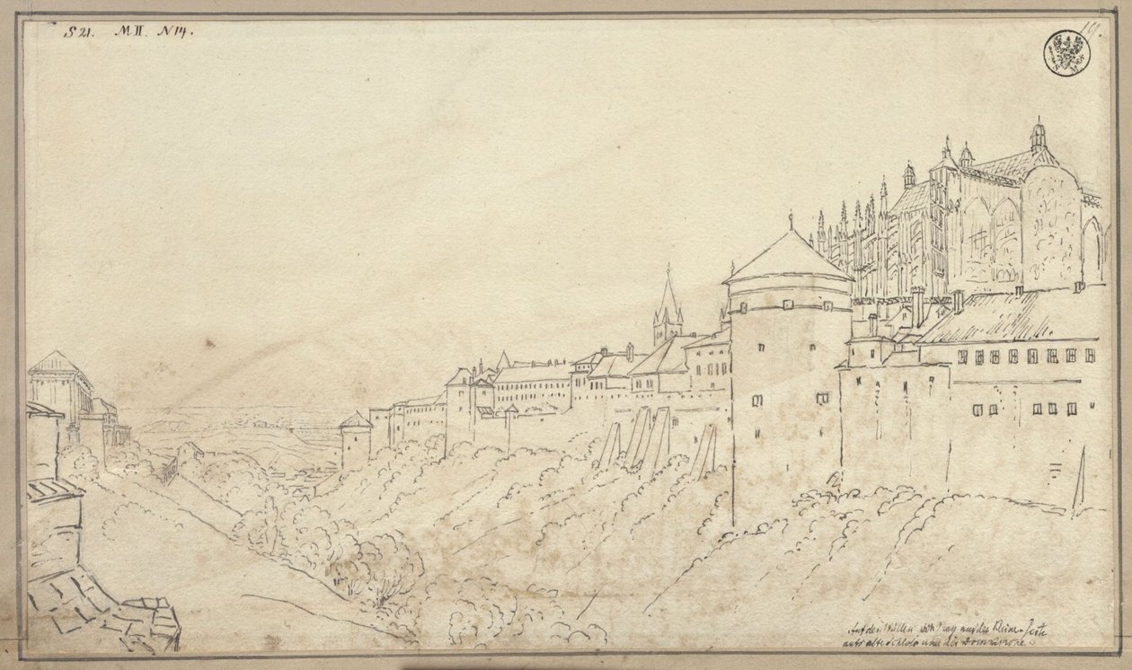 Vista do Hradčany, em Praga, com o coro da Catedral de São Vito de Karl Friedrich Schinkel
