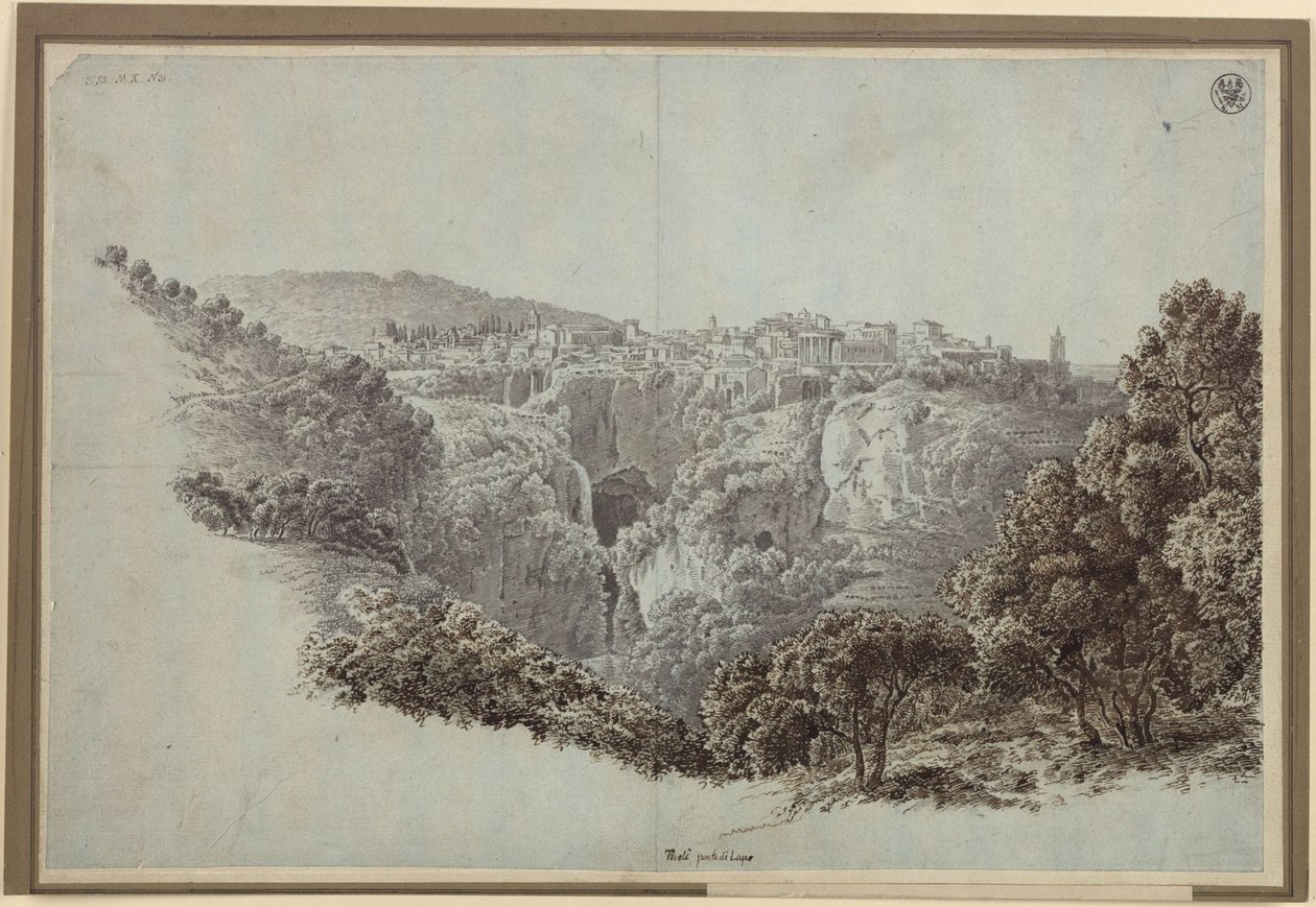 Vista do Monte Catillo para oeste, sobre o vale do Anio (Aniene), em direção a Tivoli de Karl Friedrich Schinkel