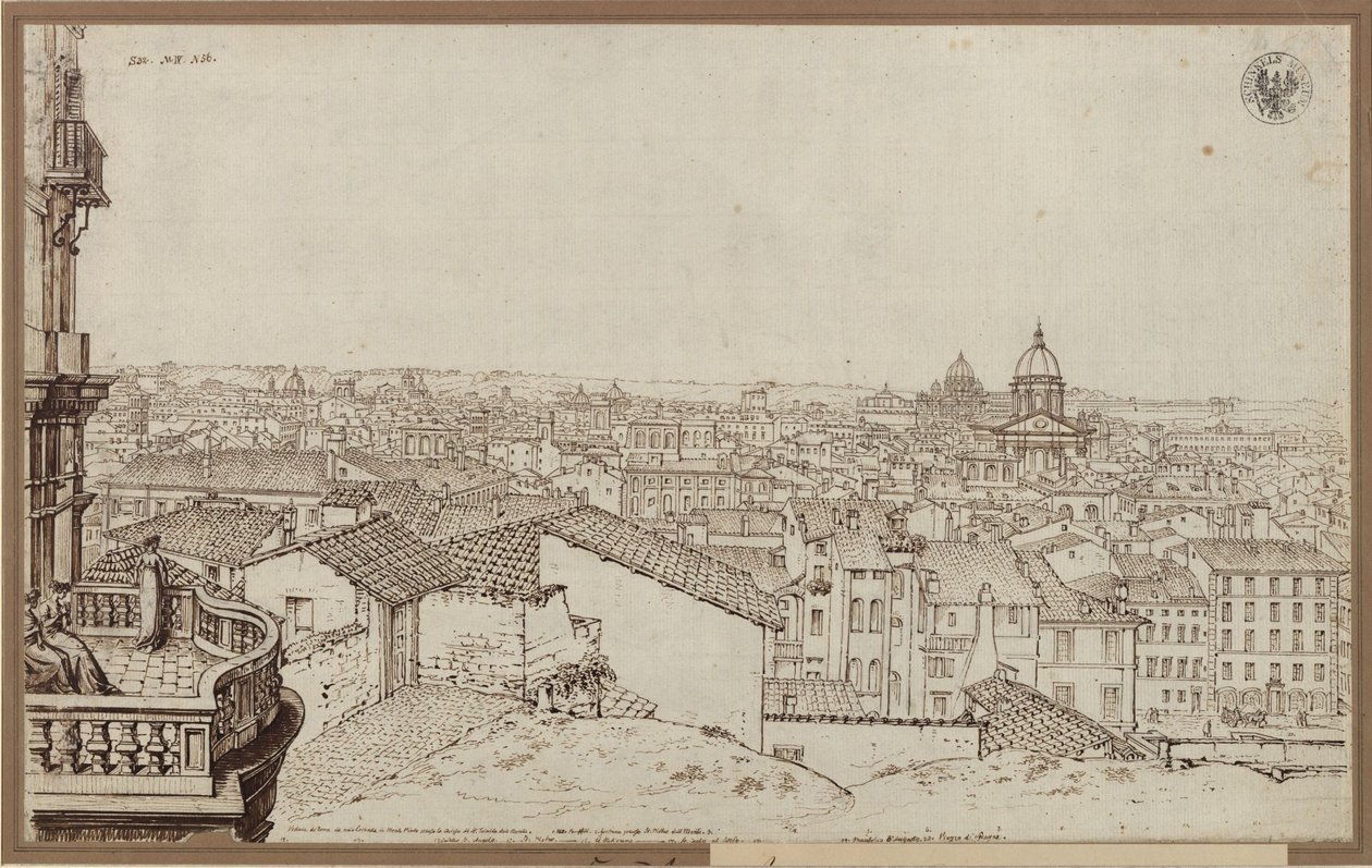 Vista de Roma a partir do apartamento de Schinkel, no Monte Pincio de Karl Friedrich Schinkel