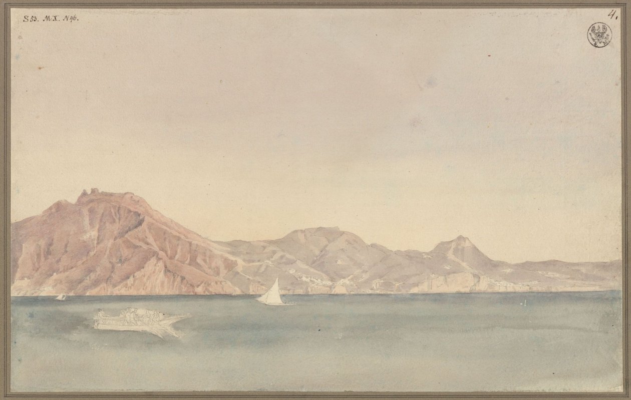 Vista do apartamento de Schinkel em Nápoles para a costa perto de Sorrento de Karl Friedrich Schinkel