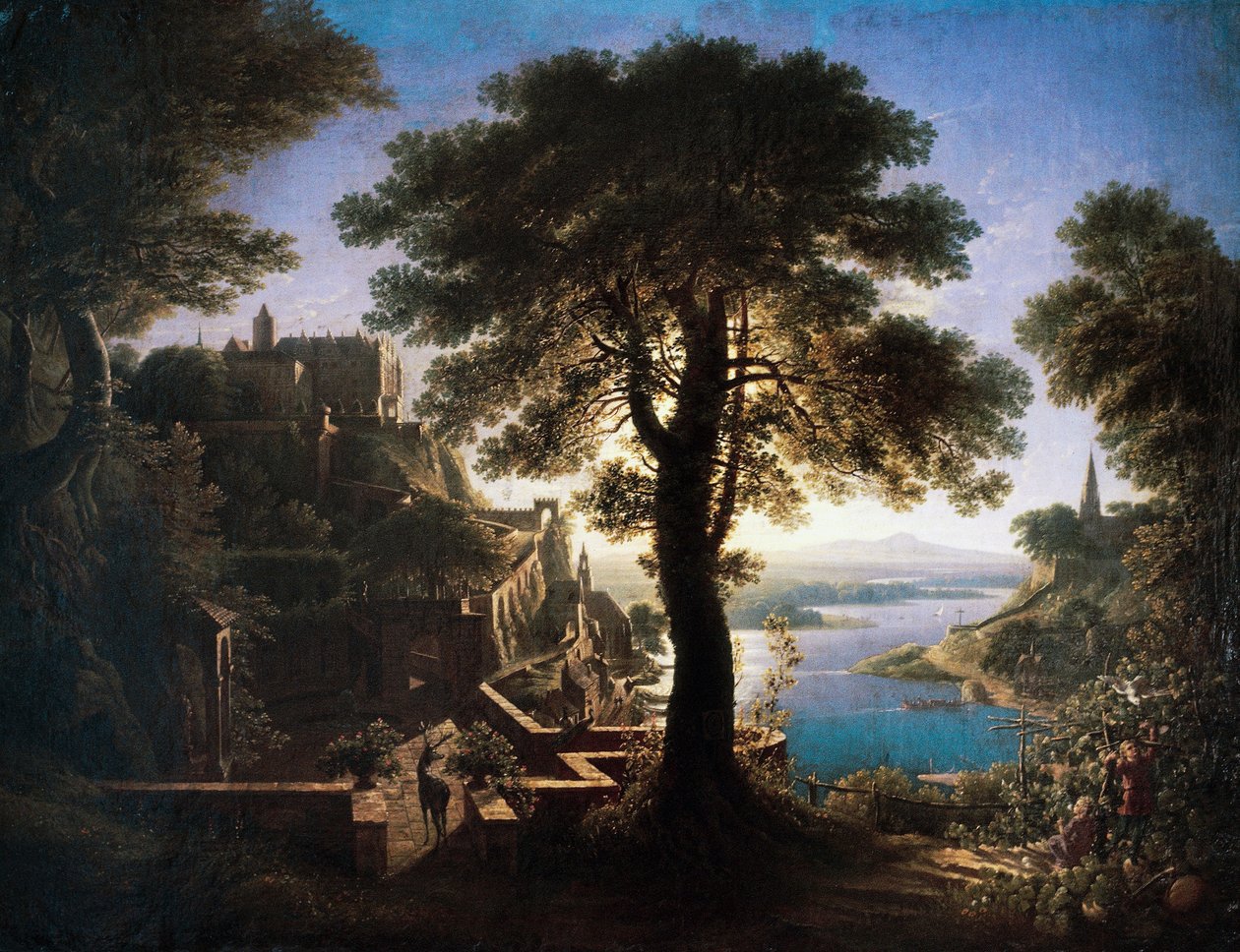 Castelo à beira rio de Karl Friedrich Schinkel