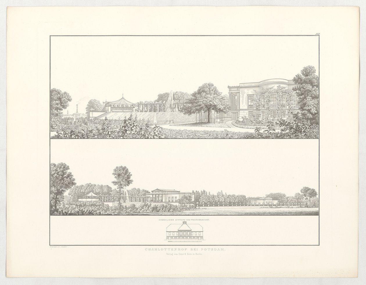 Charlottenhof perto de Potsdam, folha 111 da série «Colecção de projectos arquitectónicos» de Karl Friedrich Schinkel