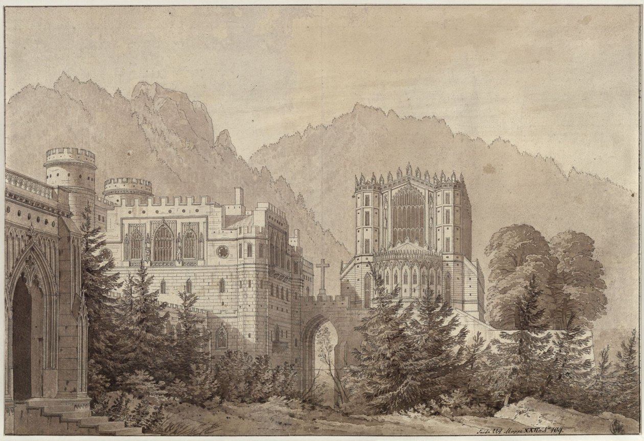Decoração para uso geral. Complexo de castelo medieval. Castelo de Woodstock de Karl Friedrich Schinkel