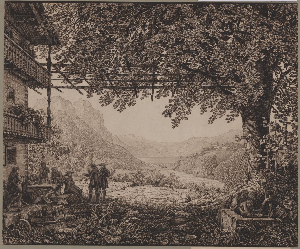 O lago Traunsee, perto de Gmunden de Karl Friedrich Schinkel