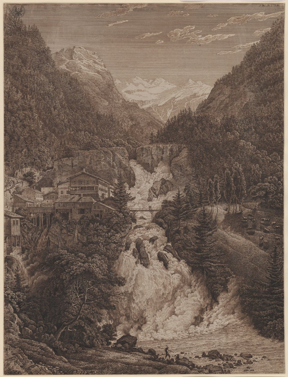 A cascata perto de Wildbad Gastein de Karl Friedrich Schinkel
