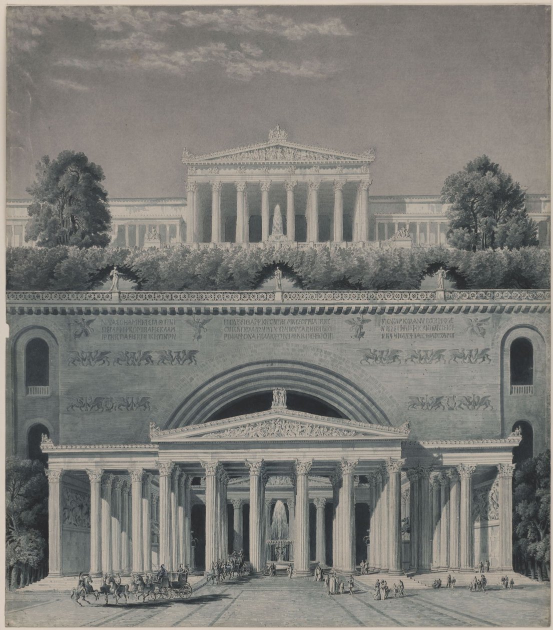 A residência de um príncipe. Entrada do castelo de Karl Friedrich Schinkel