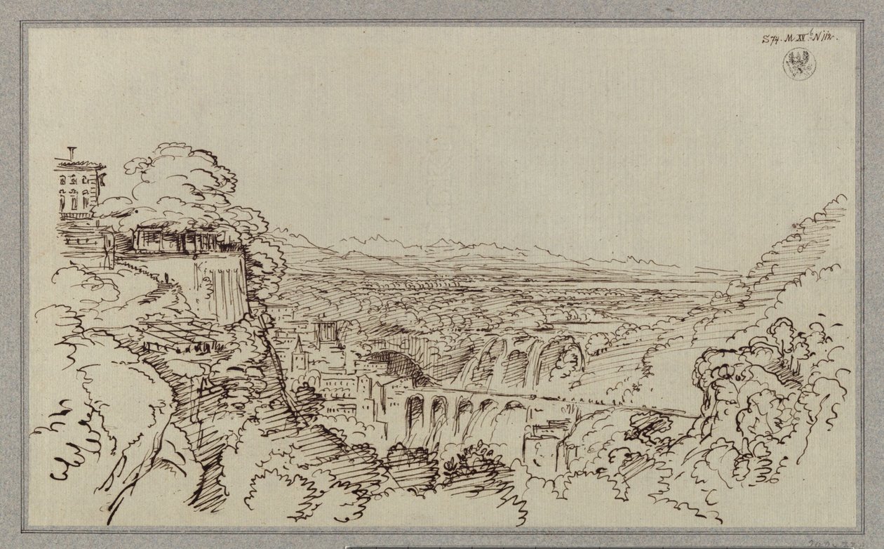 Uma cidade que faz lembrar a localização de Tivoli de Karl Friedrich Schinkel