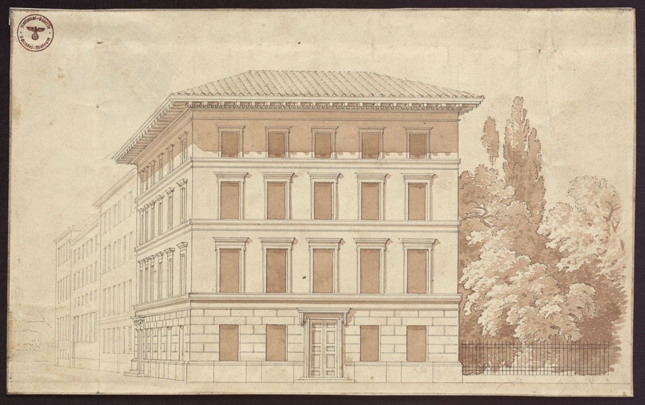 Projecto para uma casa de habitação. Vista de Karl Friedrich Schinkel