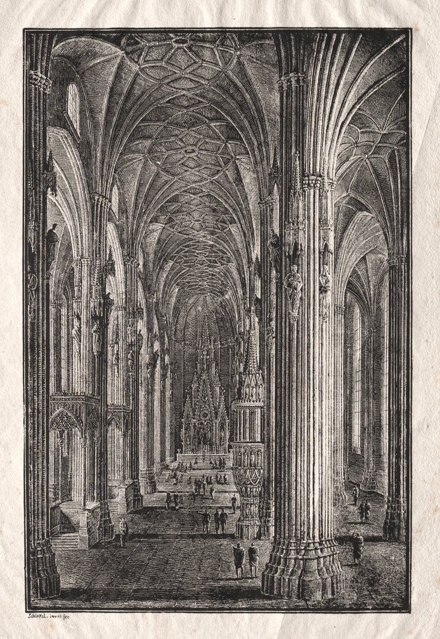 Interior da Catedral de Santo Estêvão em Viena de Karl Friedrich Schinkel