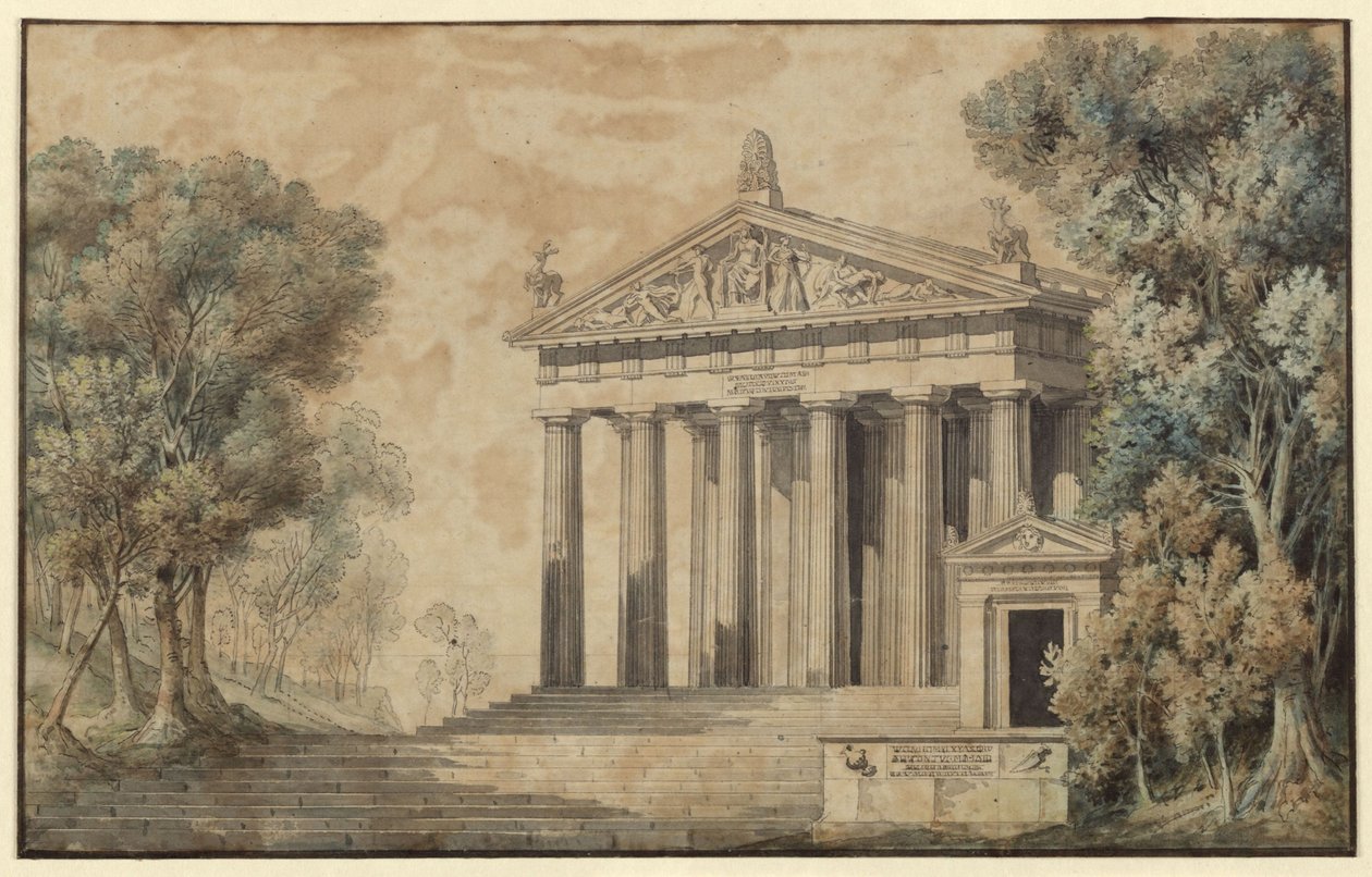 Ifigénia em Táuride. Peça de Johann Wolfgang von Goethe. Projecto para um cenário. Templo de Diana de Karl Friedrich Schinkel