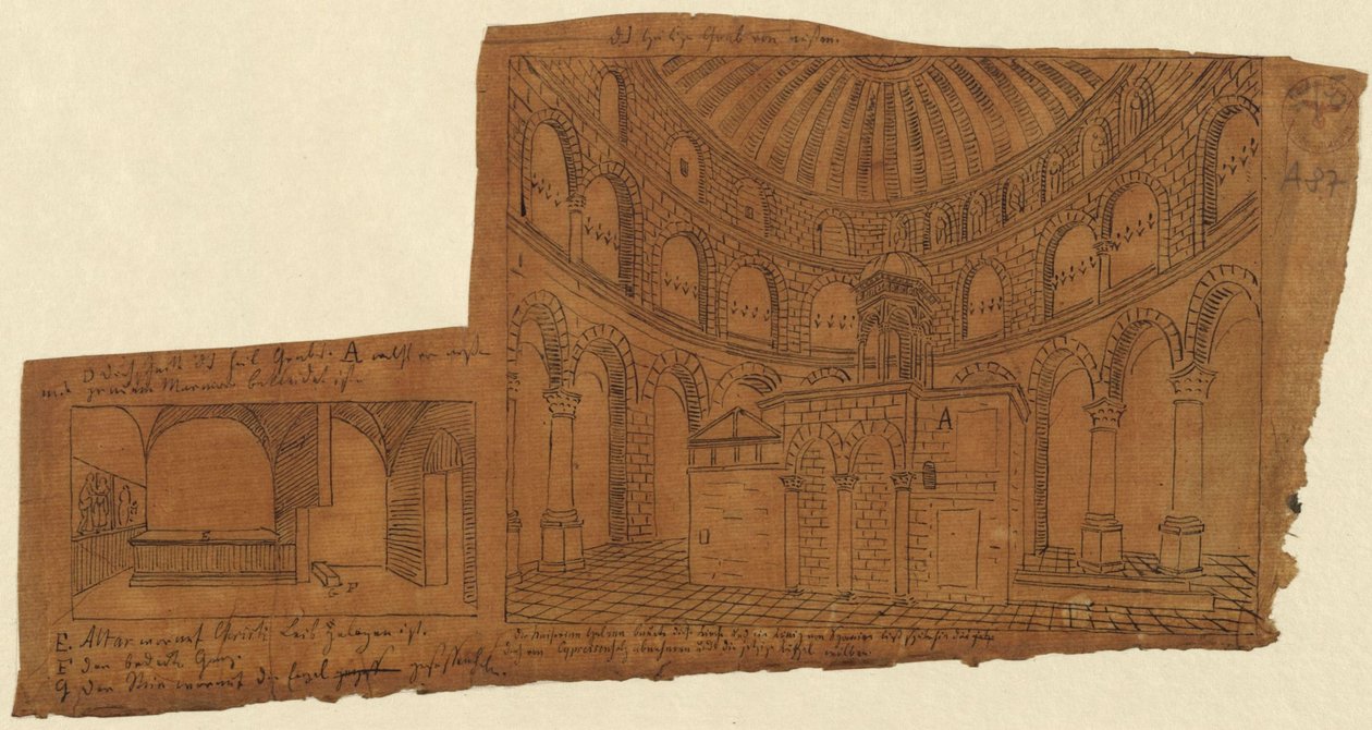 Jerusalém. Igreja do Santo Sepulcro. Vista interior de Karl Friedrich Schinkel