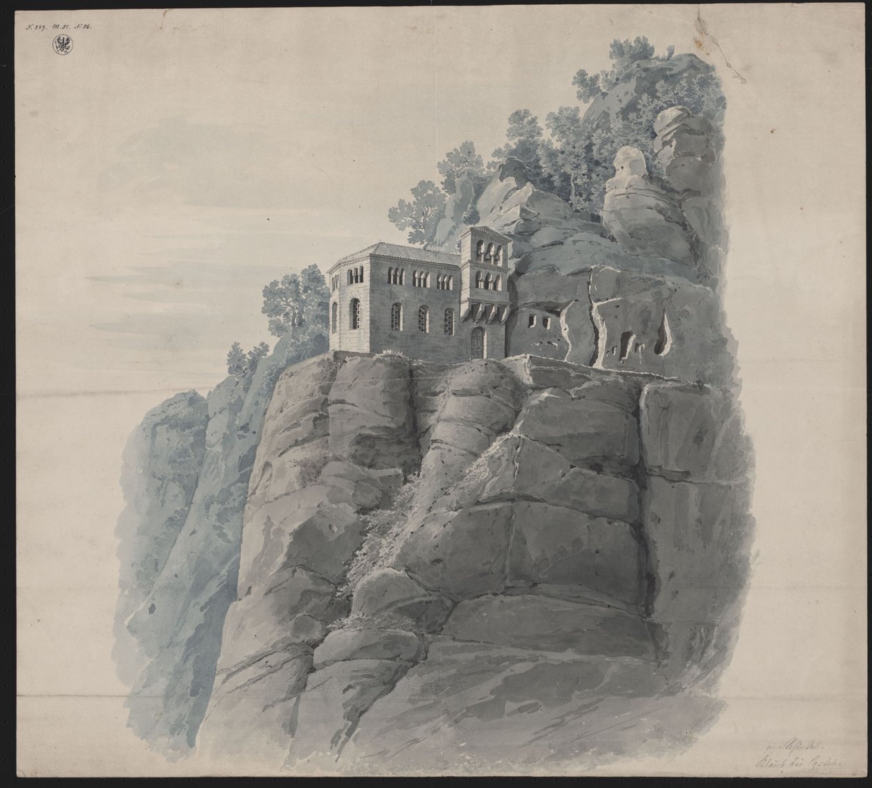 Kastel perto de Saarburg. Ermida. Vista em perspetiva de Karl Friedrich Schinkel
