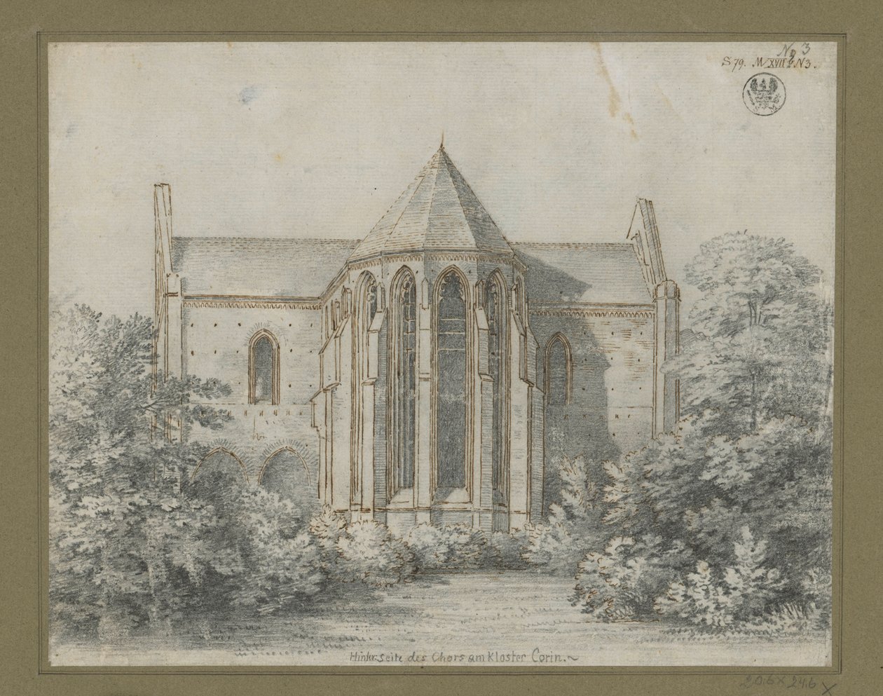 Mosteiro de Chorin. Vista da igreja a partir do leste de Karl Friedrich Schinkel
