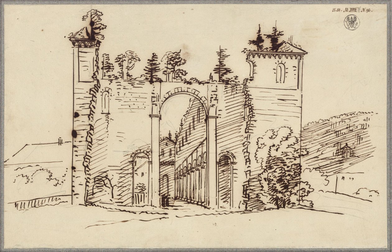 Ruínas do mosteiro de Paulinzella. Vista da nave da igreja a partir do leste de Karl Friedrich Schinkel