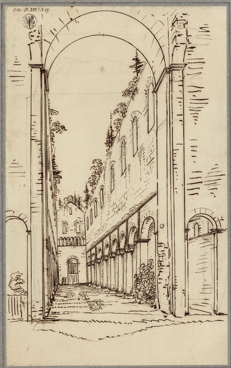 Ruínas da abadia de Paulinzella. Vista interior do leste de Karl Friedrich Schinkel
