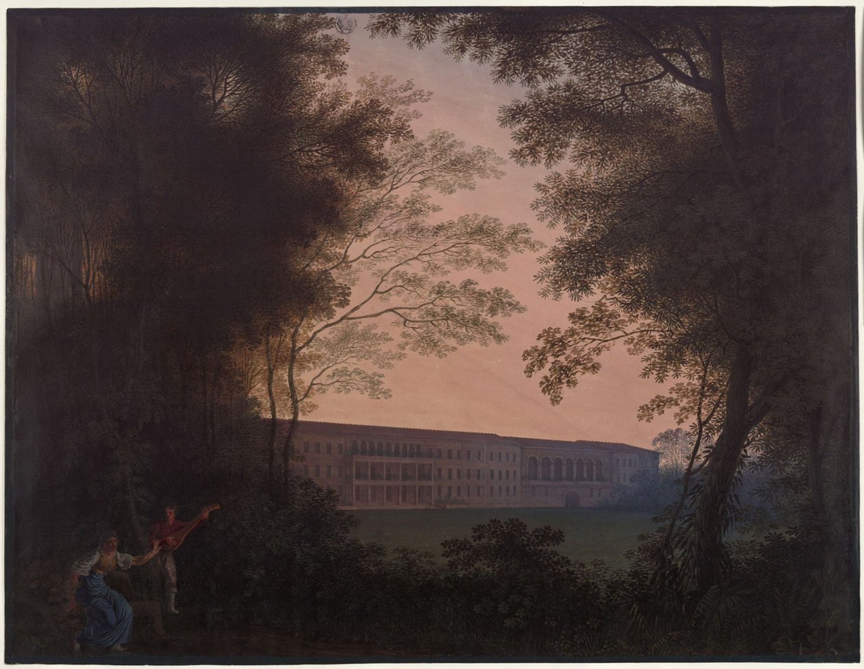Köstritz. Castelo. Vista do lado do jardim de Karl Friedrich Schinkel