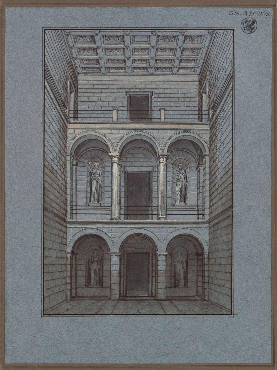 Köstritz. Castelo. Vestíbulo, lado da entrada. Vista de Karl Friedrich Schinkel