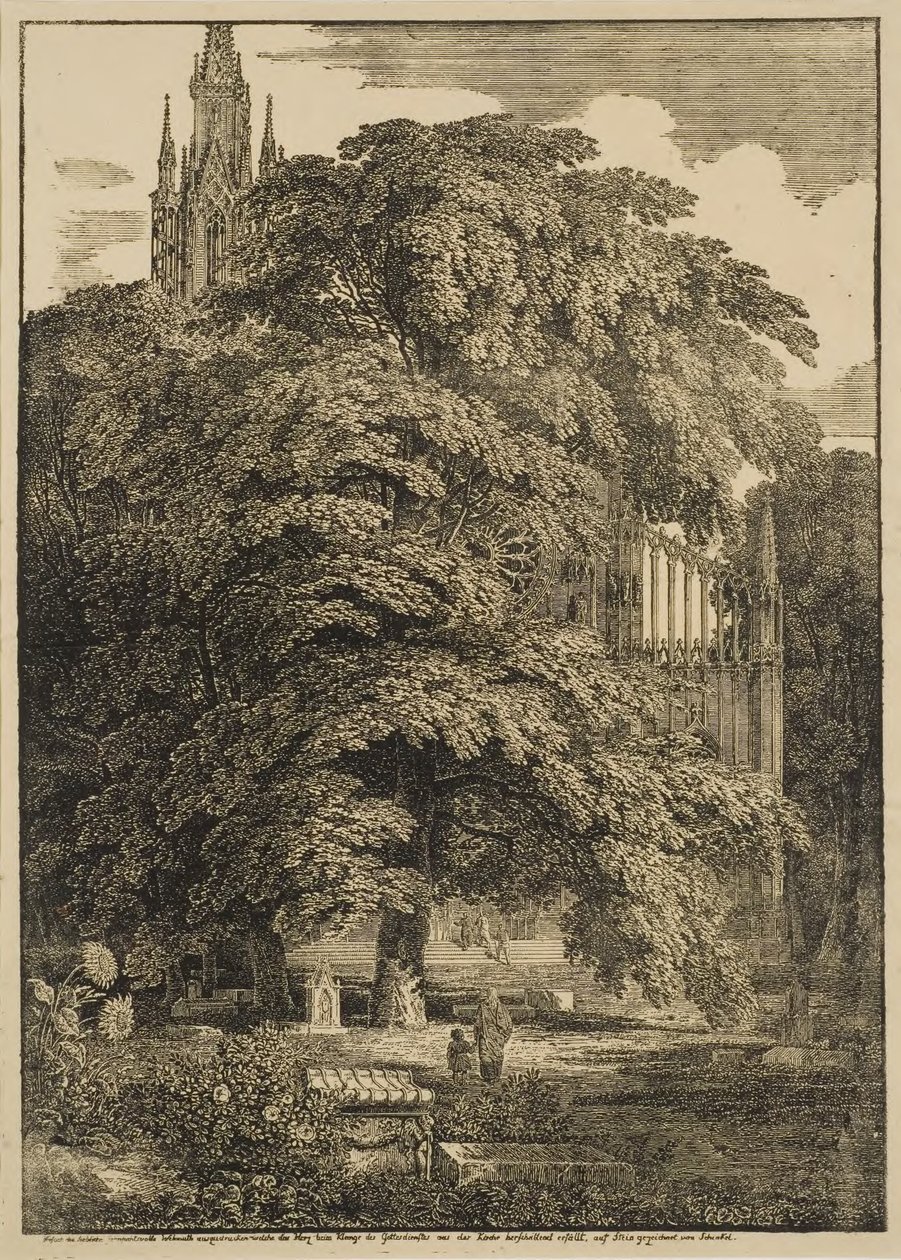 Cemitério junto a uma catedral gótica de Karl Friedrich Schinkel
