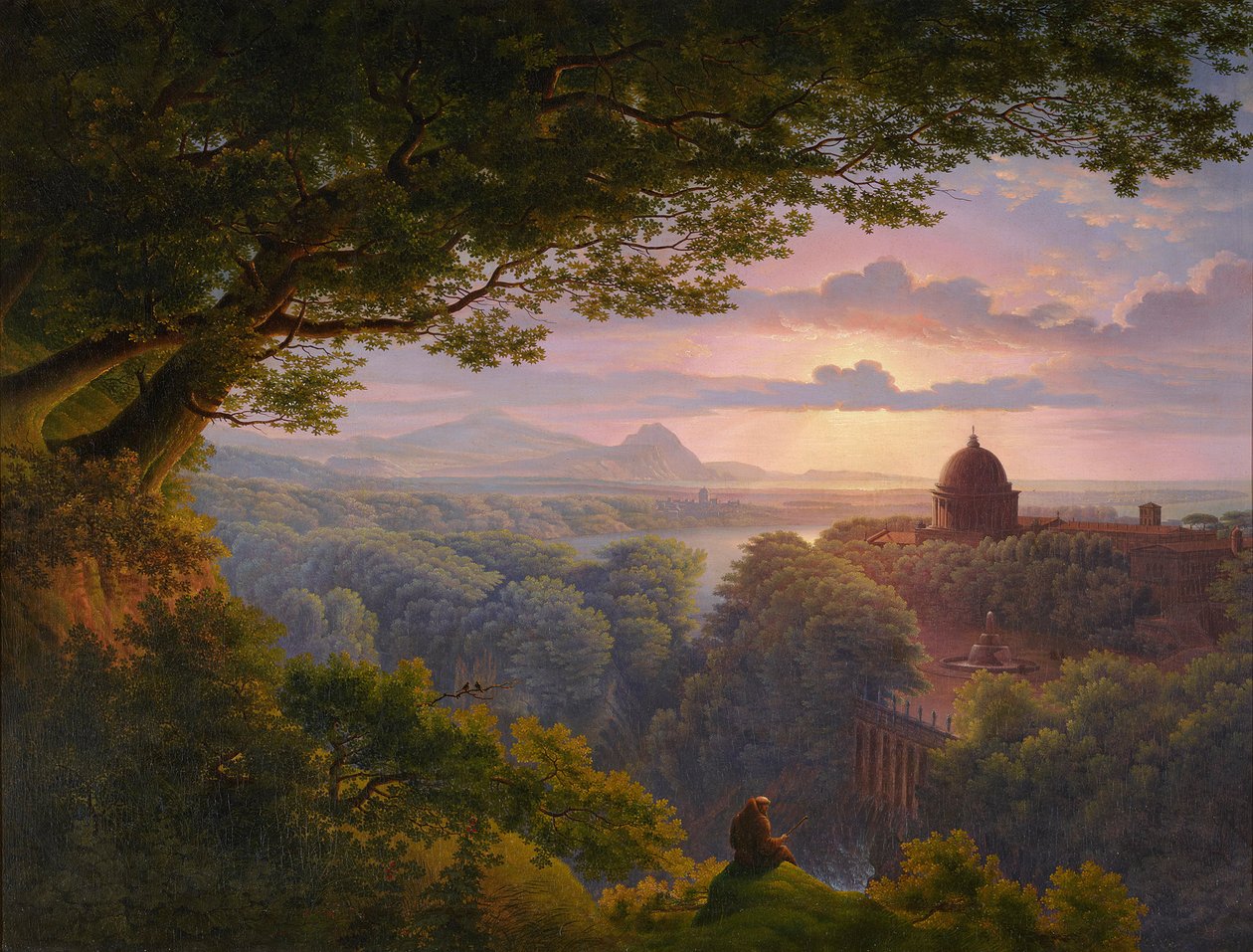Paisagem com peregrino (cópia segundo Karl Friedrich Schinkel) de Karl Friedrich Schinkel