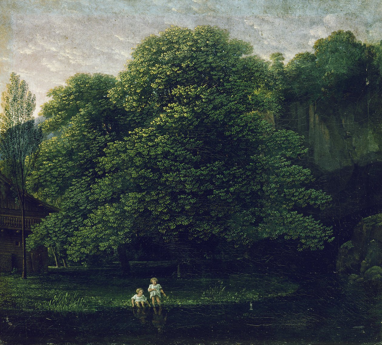 Paisagem com duas crianças a tomar banho de Karl Friedrich Schinkel