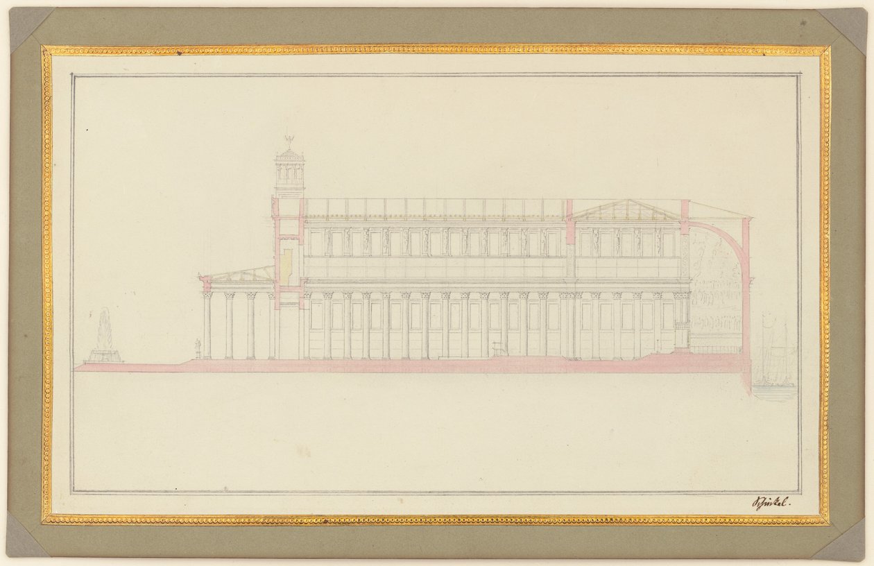 Seção longitudinal de uma catedral para Berlim de Karl Friedrich Schinkel