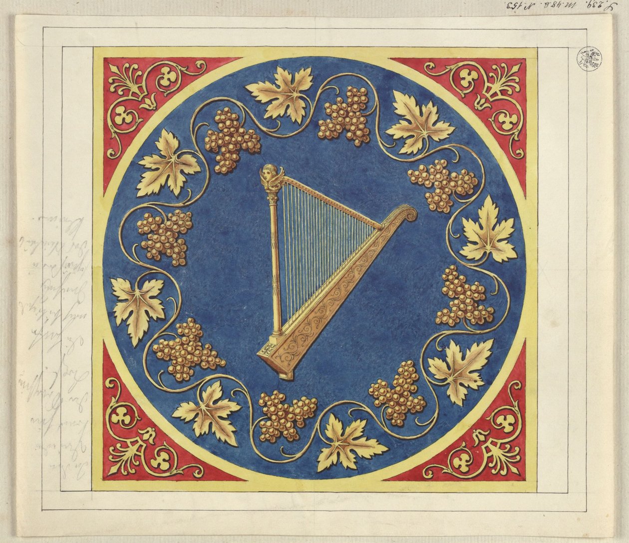 Projecto de medalhão com harpa dourada de Karl Friedrich Schinkel