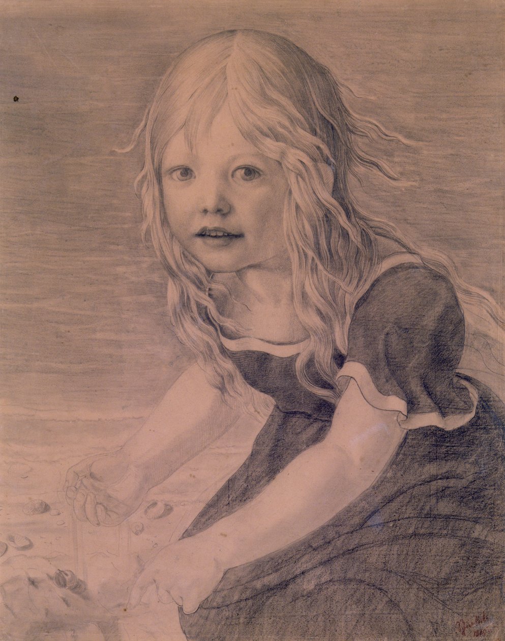 Retrato da filha de artistas, Marie, na costa de Karl Friedrich Schinkel