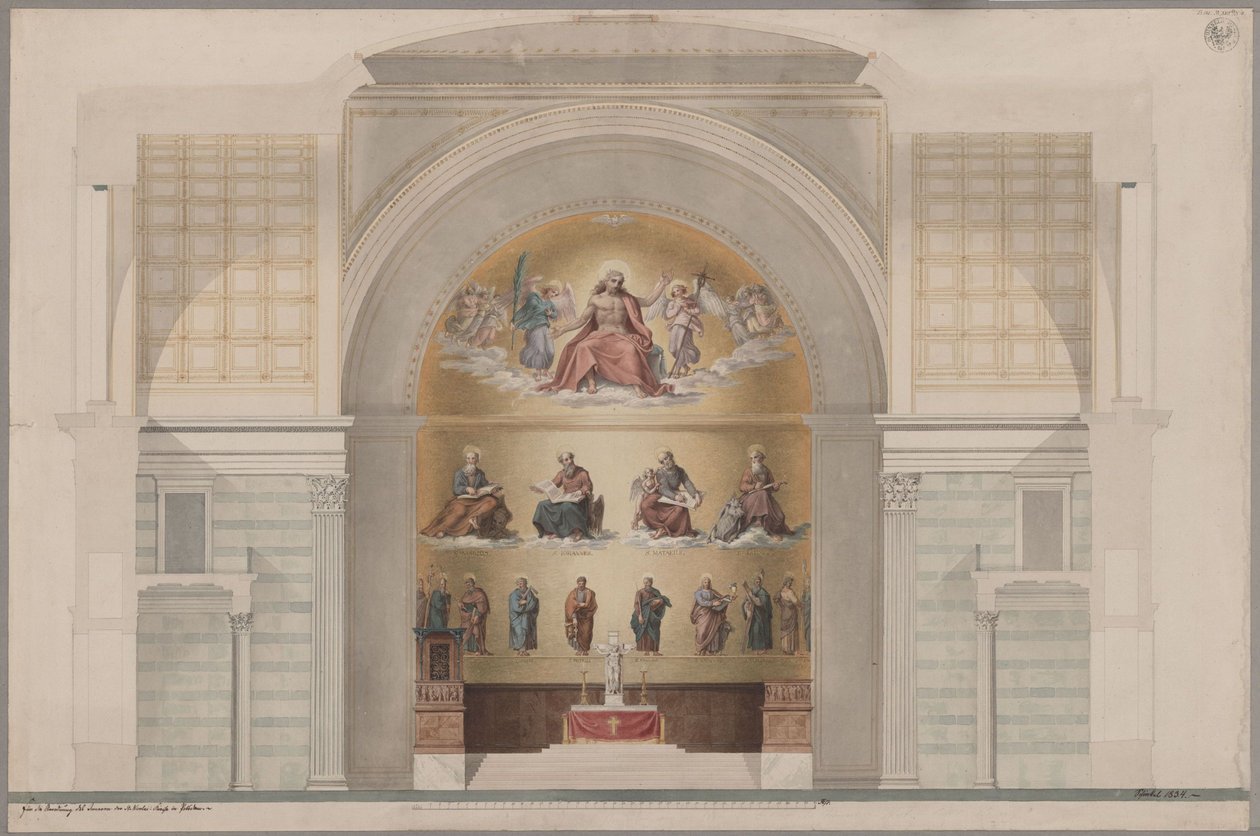 Potsdam. Igreja de São Nicolau. Projecto para a pintura da abside de Karl Friedrich Schinkel