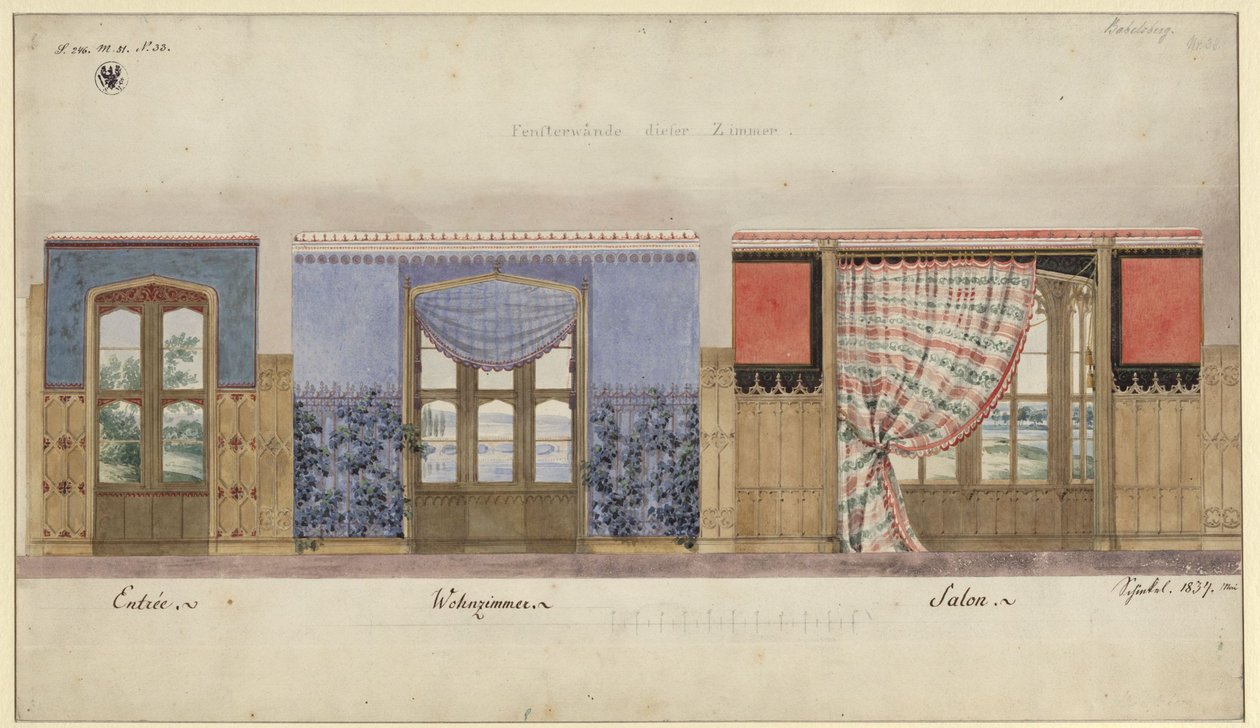 Potsdam. Palácio de Babelsberg. Decorações de parede de Karl Friedrich Schinkel