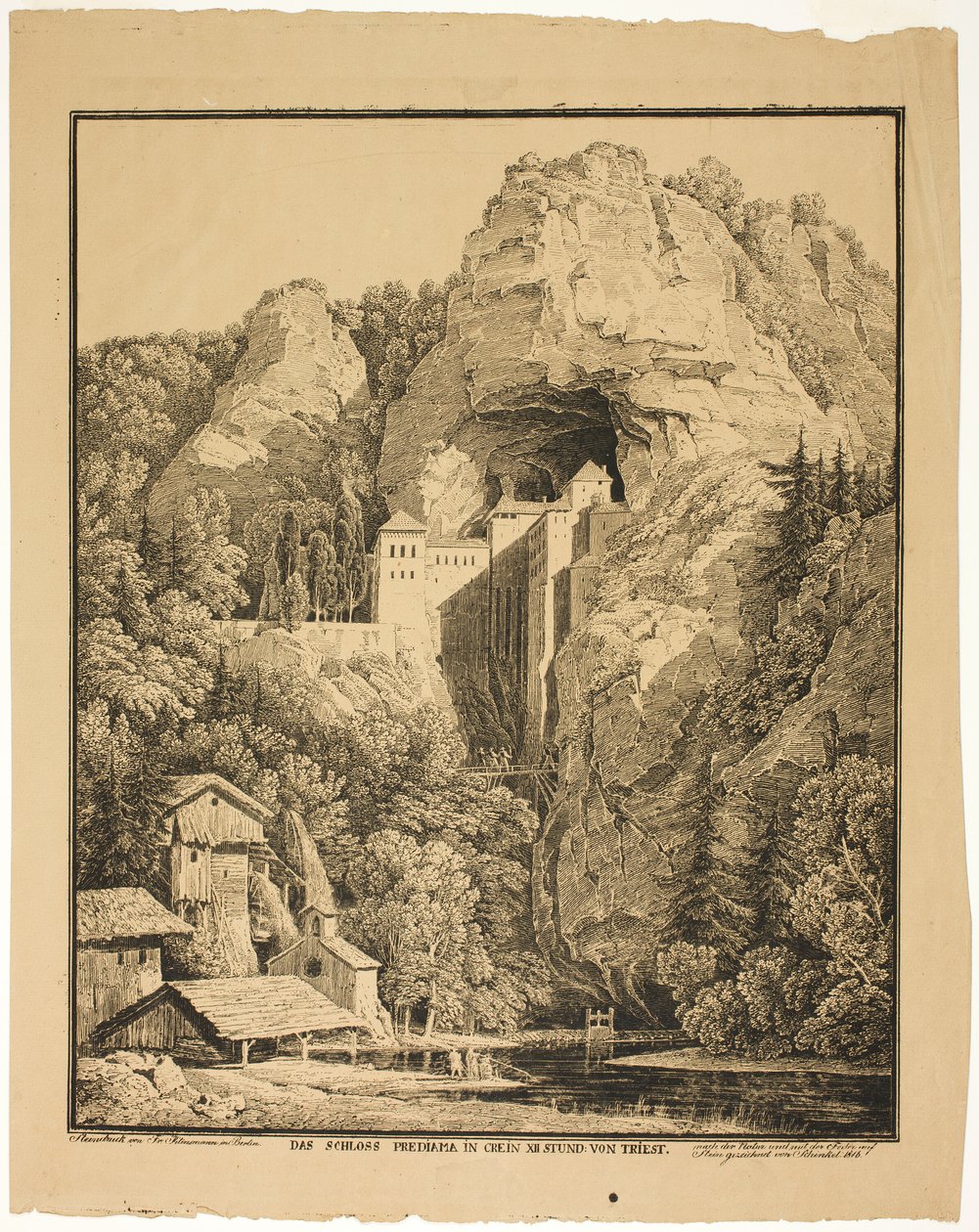 Castelo de Predjama e Krein, doze horas de Trieste de Karl Friedrich Schinkel